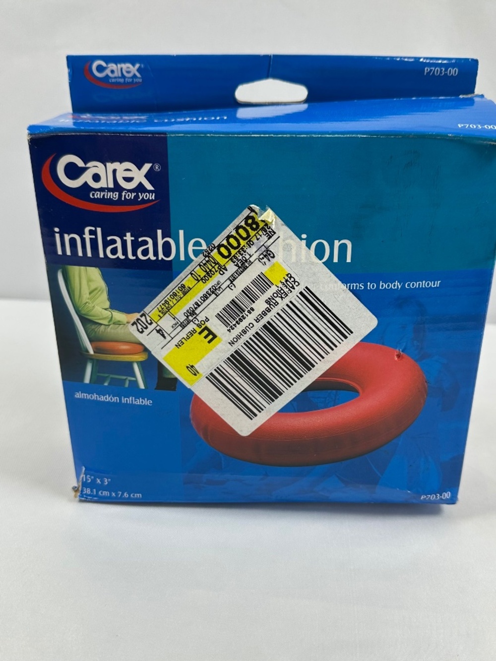 Carex Inflated Cushion, Red, Durable Heavy Gauge Rubber, Home, Office, Travel